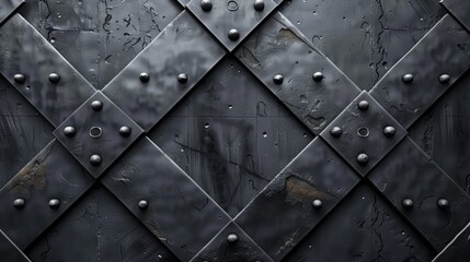 This image shows a dark metal door with rivets. The door is made of thick metal and has a heavy-duty lock.