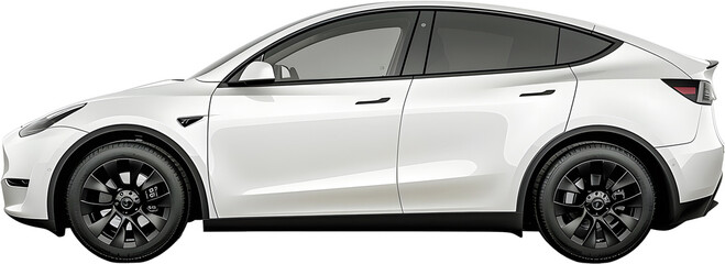 White car isolated on white Transparent background.