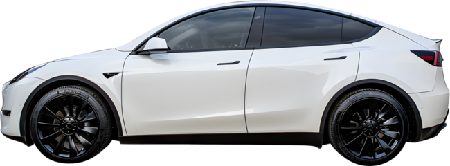 White car isolated on white Transparent background.