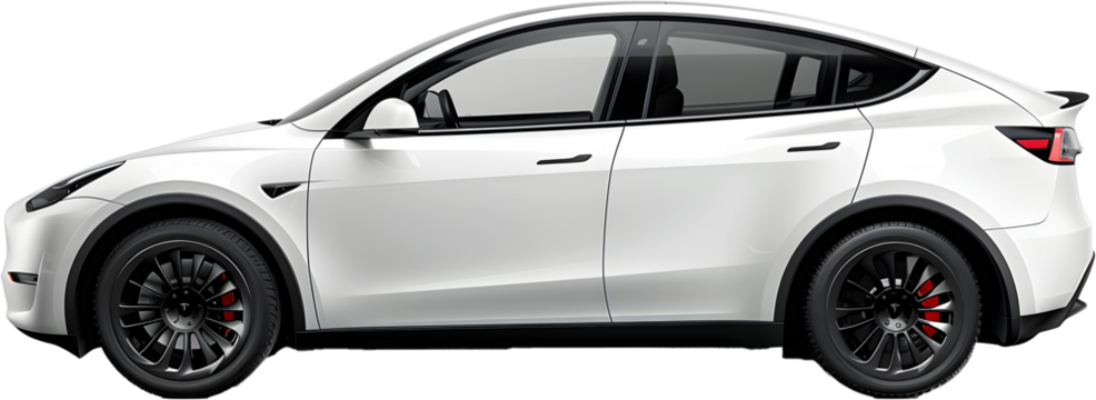 White car isolated on white Transparent background.