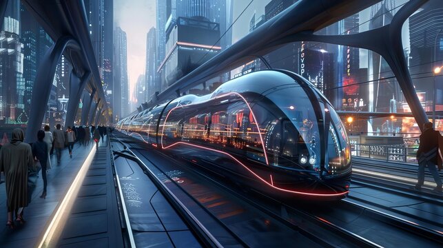 Futuristic vision of rapid transportation networks in a digital city