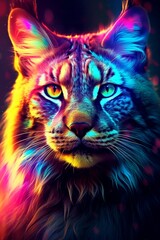 Vibrant and colorful cat portrait