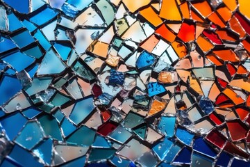 Colorful broken glass mosaic pattern