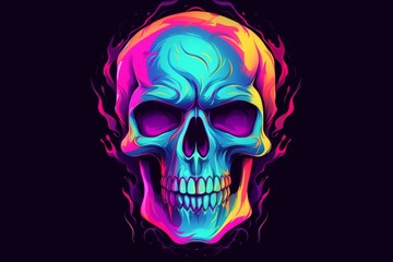 Vibrant skull with colorful flames