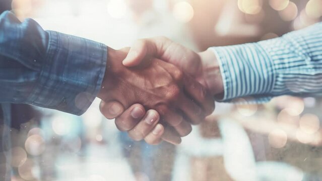 business background concept with a handshaking illustration. seamless looping overlay 4k virtual video animation background