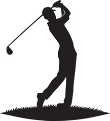 Golf player silhouette. Golfer silhouette vector black and white.