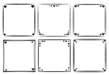 Frame square with black cute mini heart