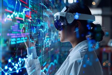 Fototapeta premium The interaction of scientific research with digital technology
