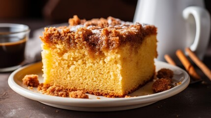 Delicious homemade coffee cake with crumb topping