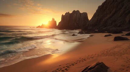 Breathtaking sunset over rugged coastal cliffs