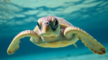 Vibrant sea turtle swimming in the ocean