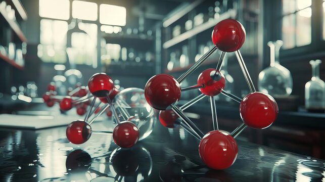 3D models of molecules in a scientific research setting