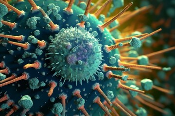 Microscopic view of a virus particle