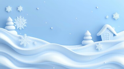  house in snow, trees and ground covered with snowflakes