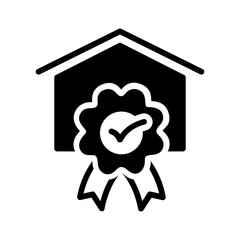 Vector solid black icon for Manufacture certification