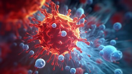 Obraz premium Detailed 3D illustration of a coronavirus particle