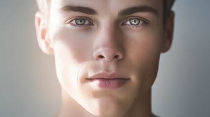 Thoughtful young man with intense gaze