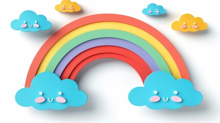   A tight shot of a rainbow against cloud-filled skies, featuring a rainbow within the primary arc