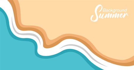 Vector illustration of sea waves background in flat style. Summer banner template.