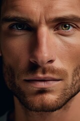 Obraz premium close-up portrait of a serious-looking man with a beard