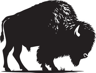 American Bison silhouette. Bison buffalo vector illustration.