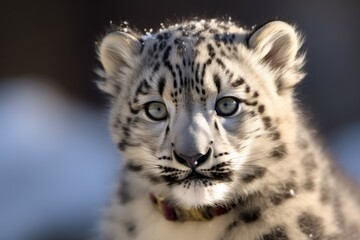 Naklejka premium Closeup of a snow leopard cub