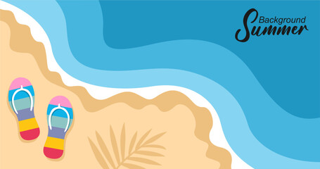 Vector illustration of sea waves background in flat style. Summer banner template.