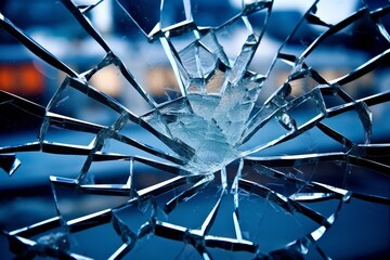 Fototapeta premium Shattered glass texture with blue tones