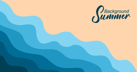 Vector illustration of sea waves background in flat style. Summer banner template.