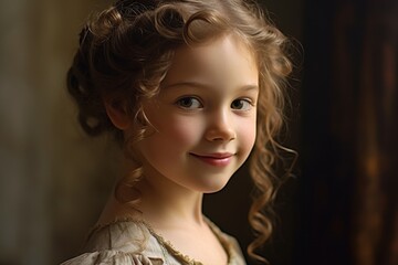 Fototapeta premium Charming young girl with curly hair