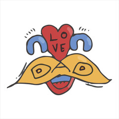 Father's Day Cute Sticker Doodle Illustration