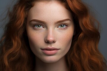 Fototapeta premium Captivating redheaded woman with striking green eyes