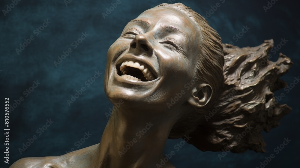 Wall mural Dramatic portrait of a laughing woman