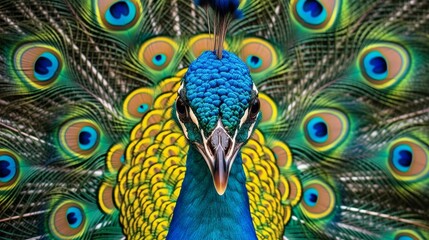 Obraz premium Vibrant peacock with colorful feathers