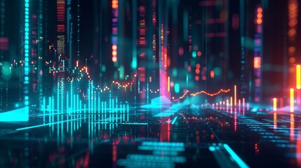 Obraz premium In-depth analysis of financial indicators: comprehensive stock market data visualization through statistical graphs