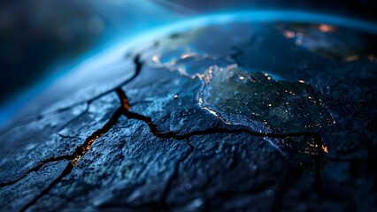 Cracked earth symbolizes global warmings impact on the environment. Concept Climate Change, Environmental Degradation, Sustainability Efforts, Earth's Vulnerability