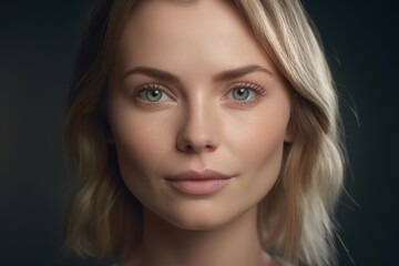 Obraz premium Captivating blonde woman with striking blue eyes