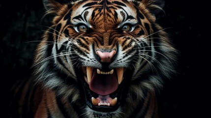 Naklejka premium Fierce tiger roaring with open mouth