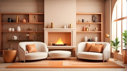 modern living room with fireplace