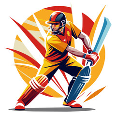 Cricket Player Batsman Playing colorful watercolor illustration