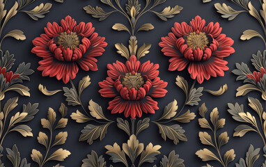 Pattern of flowers. Created with Ai