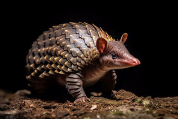 Obraz premium Armored pangolin on mossy ground