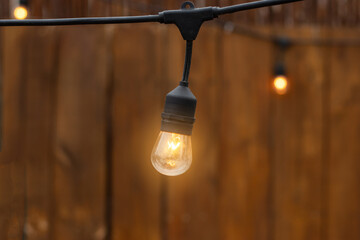 medium light bulb on in idea concept and outdoor lighting and decoration