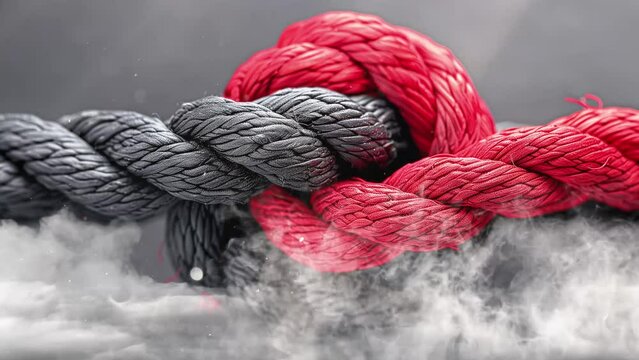 a close up image showcasing two intertwined ropes. seamless looping overlay 4k virtual video animation background