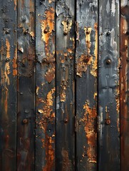 Corrugated metal background, intense sunlight casting dramatic shadows, rugged industrial look