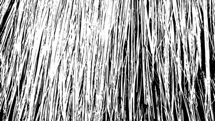 7-95. Straw roof texture effect - illustration. Black and white vector texture on Straw roof