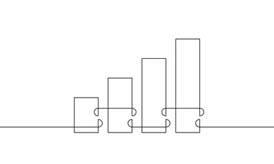 Illustration vector of arrow up. Continuous one line drawing of graph. Single line art of bar chart. Flat icon of increasing arrow. Sign symbol of business growth