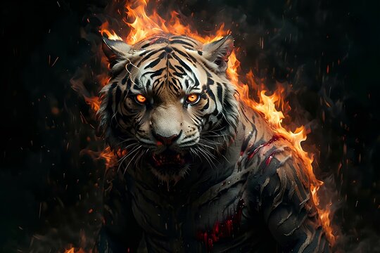 tiger in zombie style 