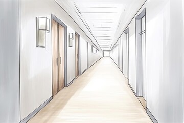 empty corridor with one framed picture