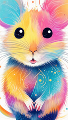 Cute mouse background illustration made of colorful lines